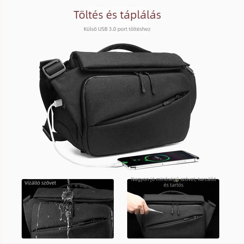 Férfi crossbody táska – Oxford szövet, vízálló, lopás elleni, légáteresztő, bővíthető