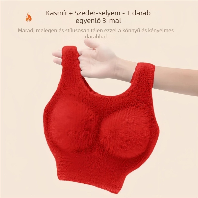 Termikus mellény varrat nélküli, kapucnival, dupla rétegű korall fleece, beépített melltartókosarakkal, velúr bélés, akril 95–100%