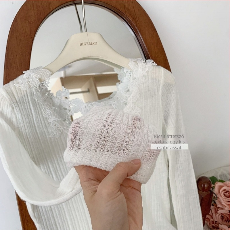 Patchwork V-nyakú kötött pulóver – karcsú szabás, hosszú ujjú, pamut-poliészter keverék