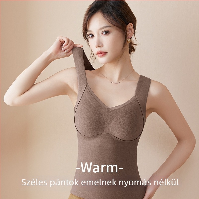 Női meleg mellény beépített melltartó betétekkel, fleece-bélés, nylon anyag, V-nyakú