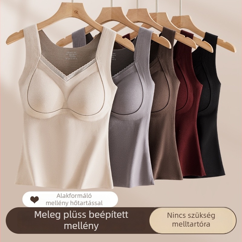 Női meleg mellény beépített melltartó betétekkel, fleece-bélés, nylon anyag, V-nyakú