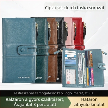 Női cipzáras kézitáska, hosszú pénztárca, érme-tárca, kártyatartó, nagy kapacitású tároló, utcai divat