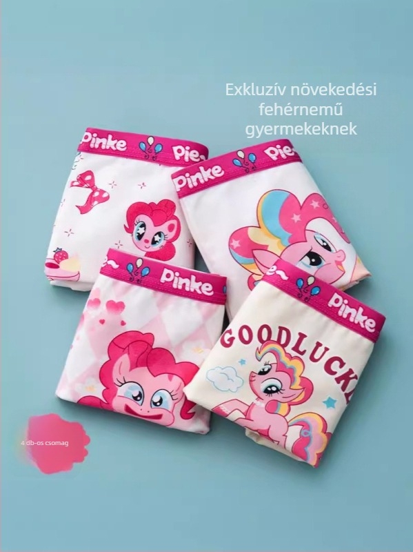 Lányoknak szánt pamut boxeralsó, 4 darabos készlet, 3–8 éveseknek