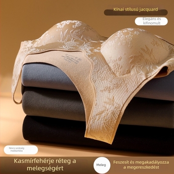 Új kínai stílusú Jacquard termosz top nőknek beépített, rögzített kosarakkal, fleece-béléssel és vastag alapréteggel