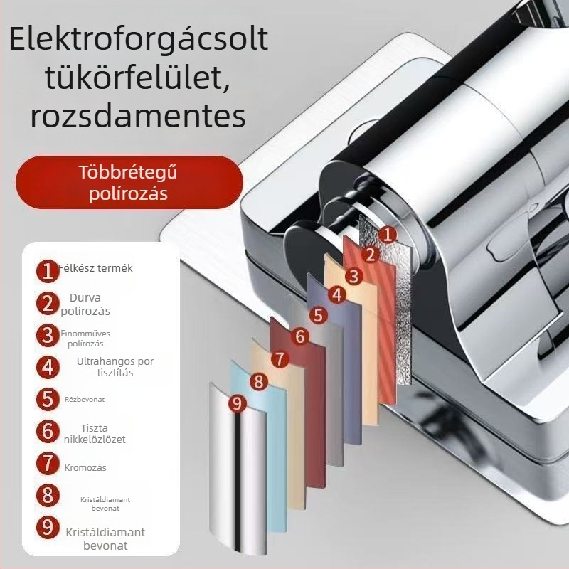 Yucun zuhanypolc – ABS, fúrás nélküli telepítés, injekciós öntéses kivitel, állítható rúd és csúszó hüvely, levehető akasztó