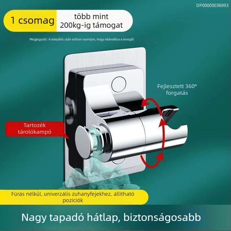 Yucun zuhanypolc – ABS, fúrás nélküli telepítés, injekciós öntéses kivitel, állítható rúd és csúszó hüvely, levehető akasztó