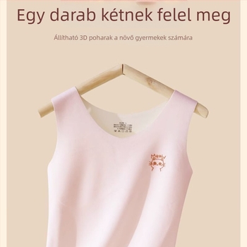 Lányoknak szóló melegítő mellény mellbetéttel, kapucnival, kerek nyakkal, 90–95% akril