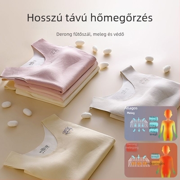 Lányoknak szóló melegítő mellény mellbetéttel, kapucnival, kerek nyakkal, 90–95% akril