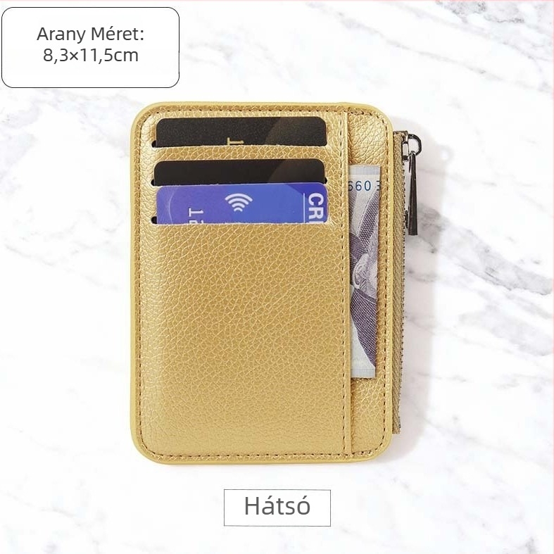 Ultra vékony PU kártyatartó és dokumentumtáska, összecsukható utazási pénztárca, anti-theft kártyatartó, 1 hajtás