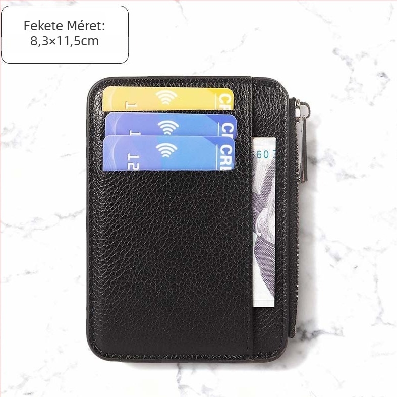 Ultra vékony PU kártyatartó és dokumentumtáska, összecsukható utazási pénztárca, anti-theft kártyatartó, 1 hajtás