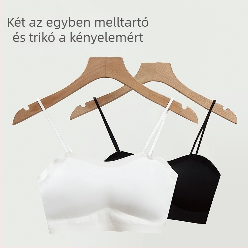 Fehér, seamless melltartó-camisola vállpánt nélküli, párnázott, nyári könnyű vise, kis mellhez, szép hátsó
