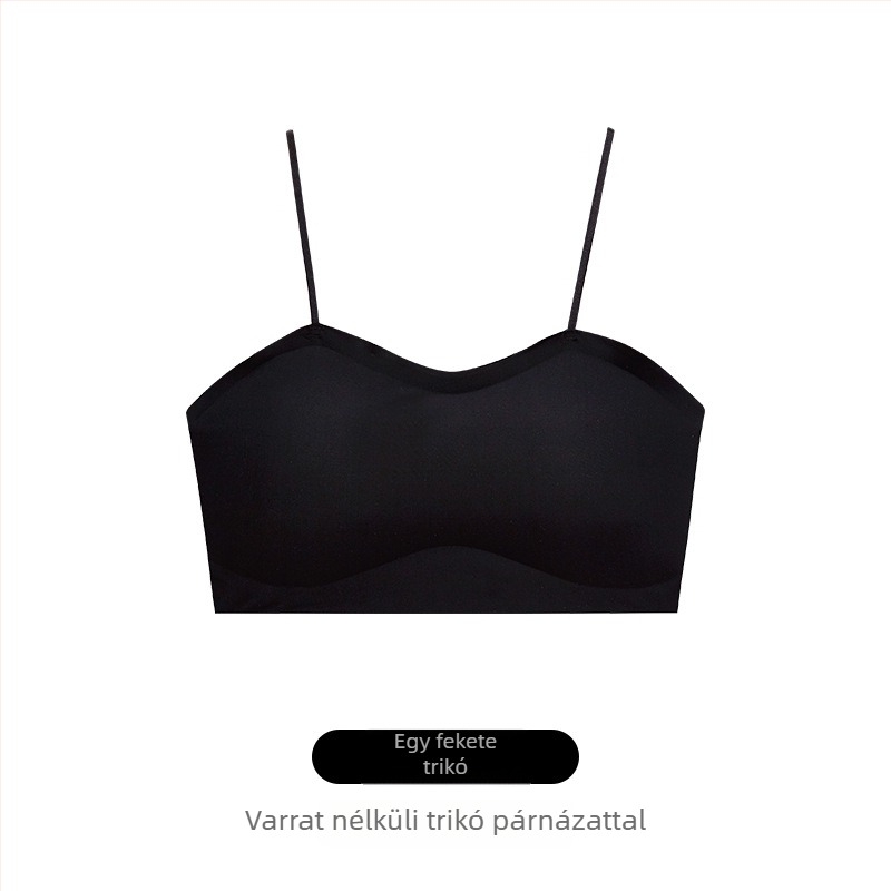 Fehér, seamless melltartó-camisola vállpánt nélküli, párnázott, nyári könnyű vise, kis mellhez, szép hátsó