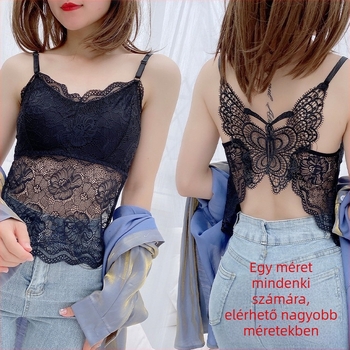  Csipkés hátsó camisole párnázással és állítható vállpántokkal — kosár típusa: teljes; kosárforma: felső vékony, alsó vastag; anyag: Spandex/Lycra; fő anyag: Nylon