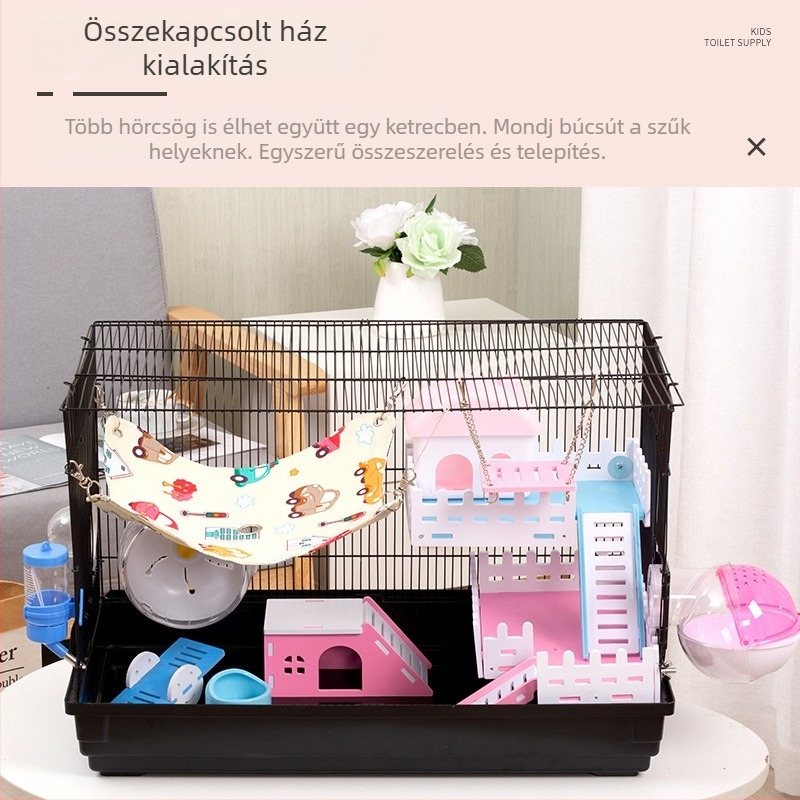 Kétszintes hörcsögketrec, műanyag, Shandong-i eredetű
