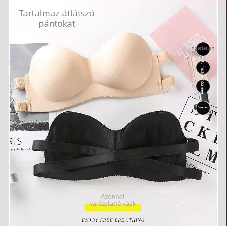 Váll nélküli melltartó (tube top), teljes kosár, középső kosárforma, csúszásmentes funkció, szép hátsó rész, anyag Nylon 80–90%