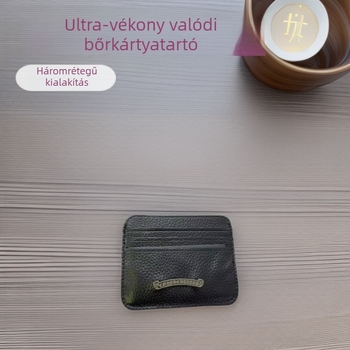 Ultra vékony valódi bőrből készült kártyatartó busz-, bankkártya-, hitel-, campus- és hozzáférési kártyákhoz