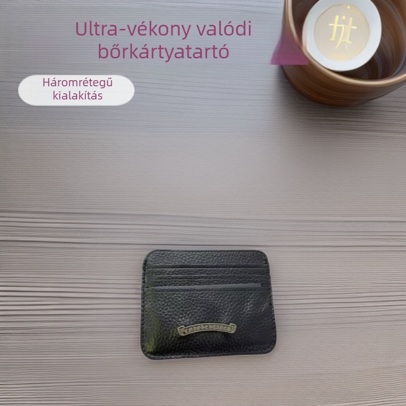 Ultra vékony valódi bőrből készült kártyatartó busz-, bankkártya-, hitel-, campus- és hozzáférési kártyákhoz