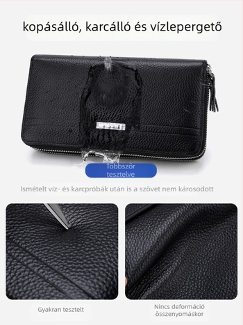 Férfi clutch táska - valódi bőr, első réteg marhabőr, üzleti ingázás stílus, egyszínű