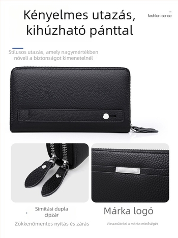 Férfi clutch táska - valódi bőr, első réteg marhabőr, üzleti ingázás stílus, egyszínű