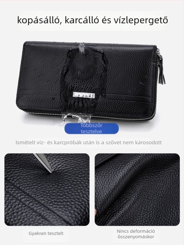 Férfi clutch táska - valódi bőr, első réteg marhabőr, üzleti ingázás stílus, egyszínű