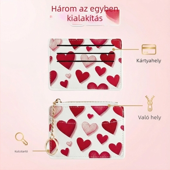 PU szív alakú kártyatartó nőknek, Tidalstyle, több kártyahely