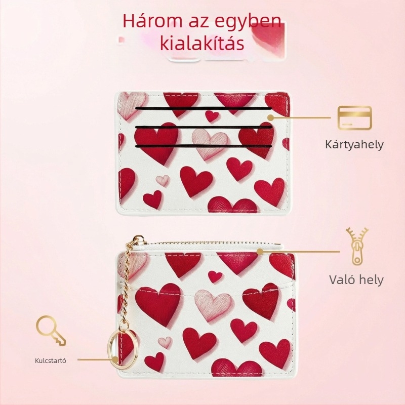 PU szív alakú kártyatartó nőknek, Tidalstyle, több kártyahely