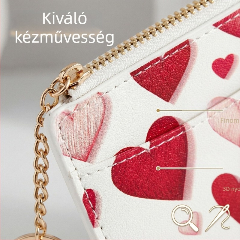 PU szív alakú kártyatartó nőknek, Tidalstyle, több kártyahely