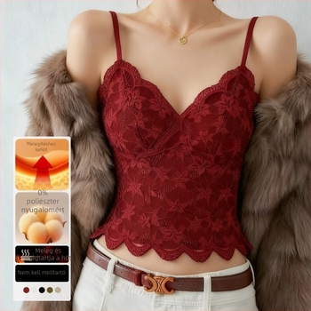Női termosz-top beépített melltartóval és párnázott résszel, kettős réteg, nylon anyag, V-nyakú, egyszínű modell, termikus és karcsúsító funkció