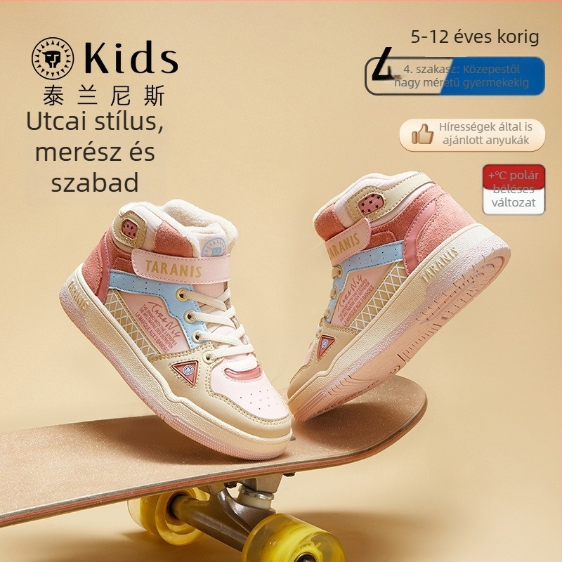 Talennis gyerekek téli futócipő fleece béléssel, könnyű, csúszásmentes talppal, Velcro-zárás, 7-12 évesek