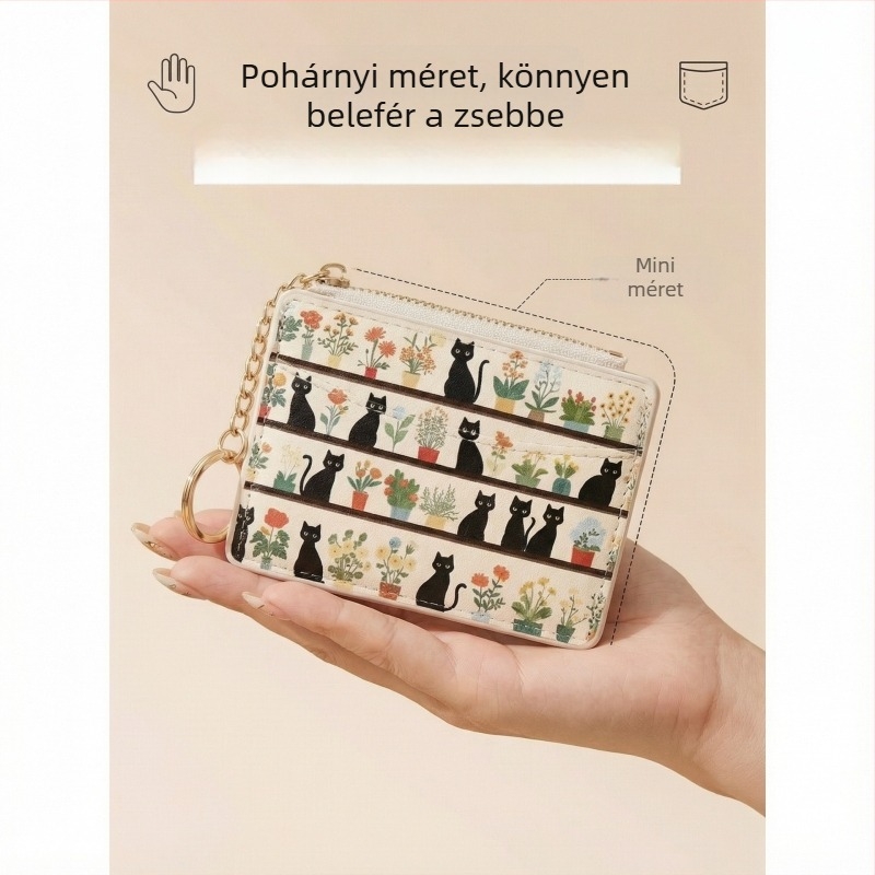 Női japán stílusú többkártyás pénztárca, PU anyag, állatmotívum, Ditayst, városi egyszerű stílus, ultra könnyű
