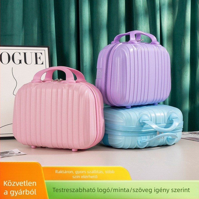 ABS anyagú poggyász-kozmetikai tároló, bővítési réteggel, cipzáros nyitás, egyirányú kerekek, uniszex utazásokhoz