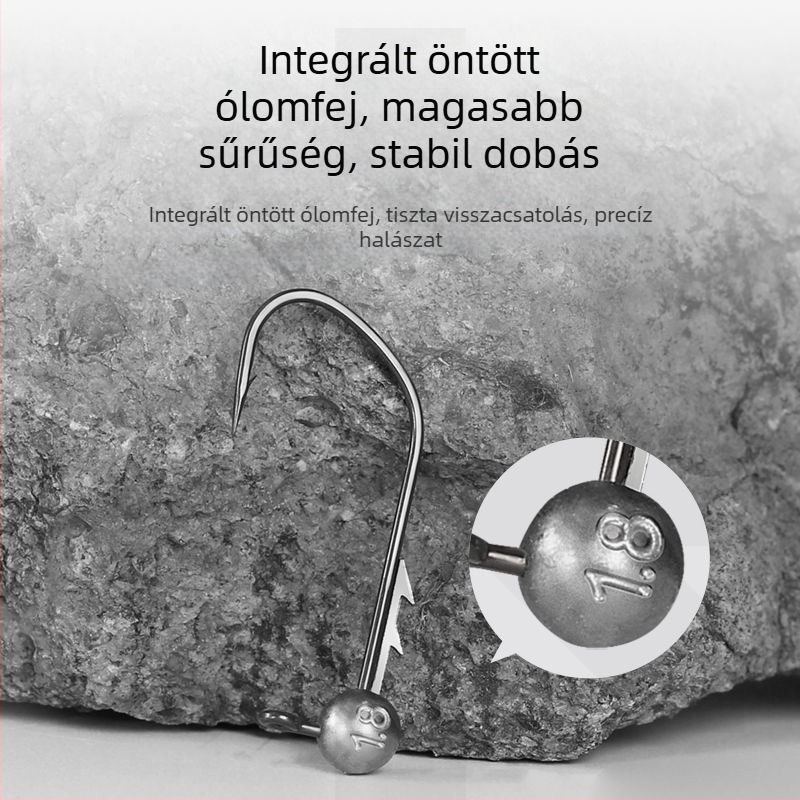 Ólomfejű horog hosszú nyele, teflon bevonattal, csúszásmentes, méret 2,5, Black Pit horgászathoz