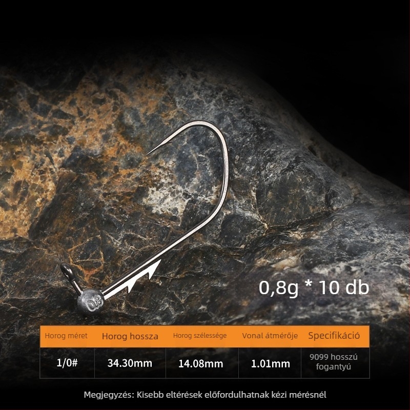 Ólomfejű horog hosszú nyele, teflon bevonattal, csúszásmentes, méret 2,5, Black Pit horgászathoz
