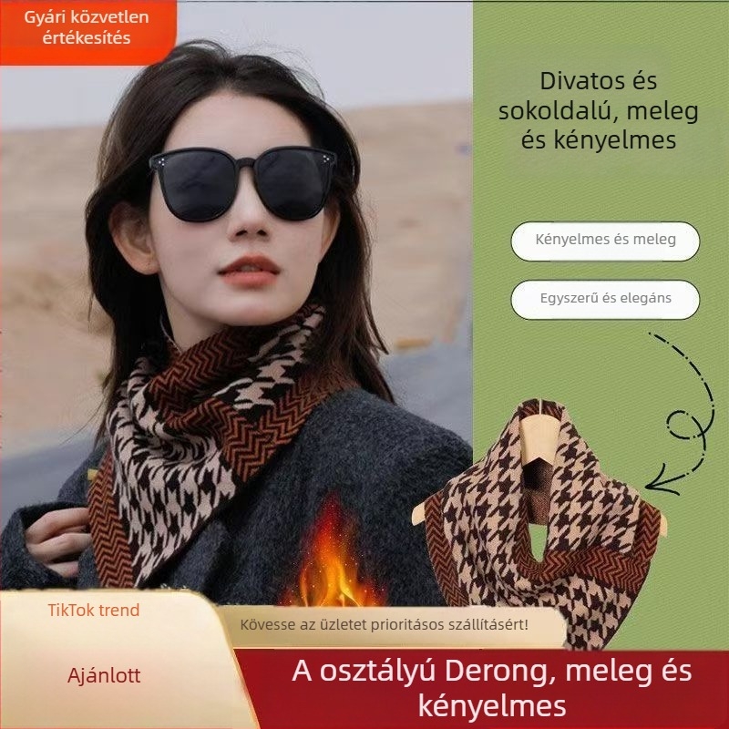 Női nyakvédő sál, etnikus stílus, háromszög alakú dizájn, meleg Derong anyag