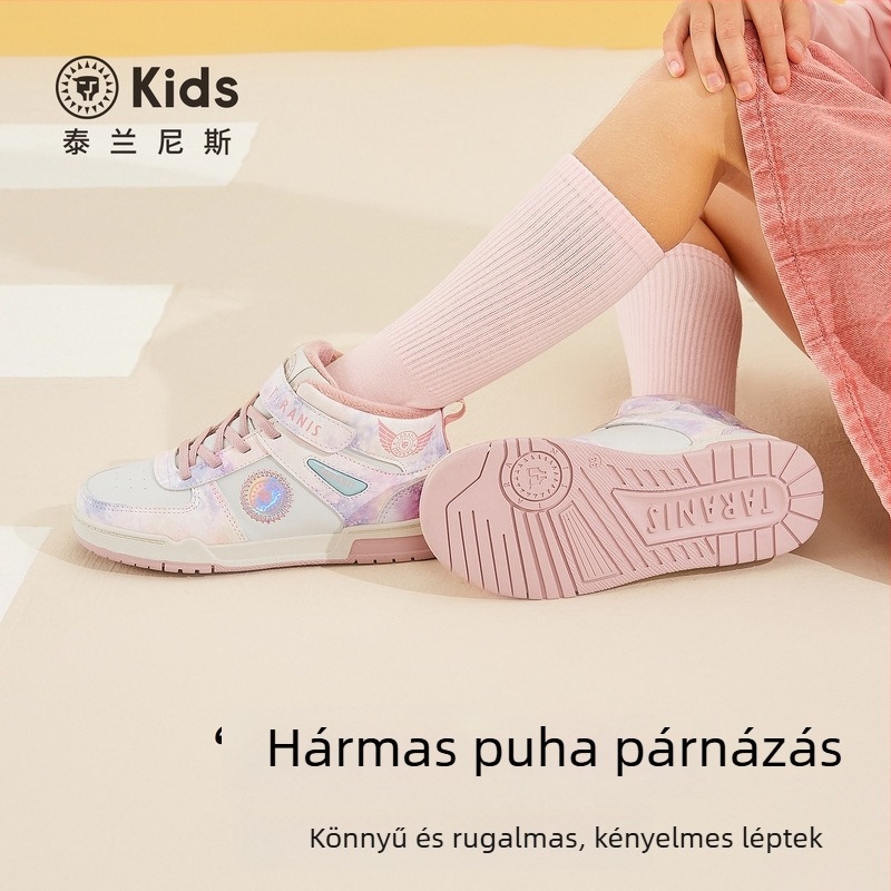 Tarannis Gyerek téli cipő lányoknak, fleece bélés, meleg, kényelmes mindennapi sportcipő csúszásmentes talppal, Velcro-zárással