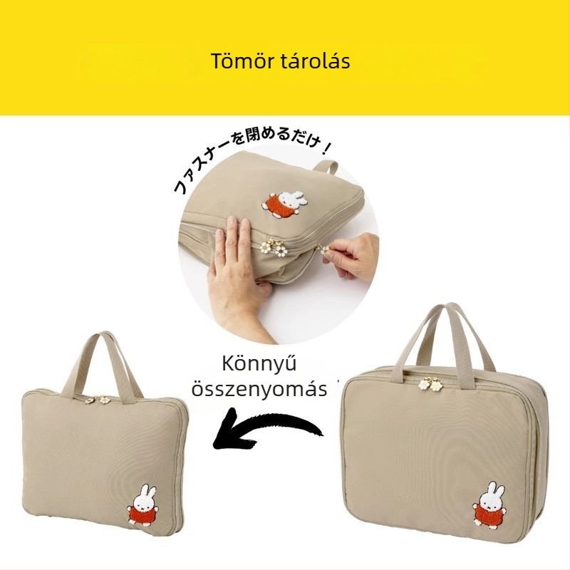 Nyuszi mintás utazási tömörítő táska, nylon külső, kapacitás 20–35L, antibakteriális, EVA bélés, szabadidős utazásokhoz