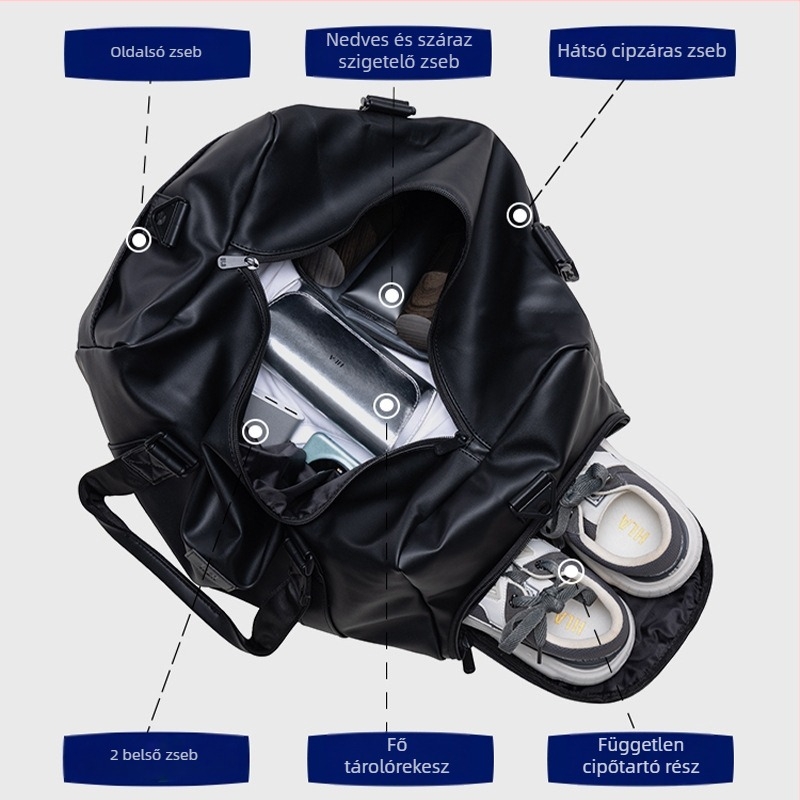 Uniszex utazó- és edzőtáska rövid utakhoz, 36–55L, vászon anyag, vízálló, ultra könnyű, cipők elférnek benne