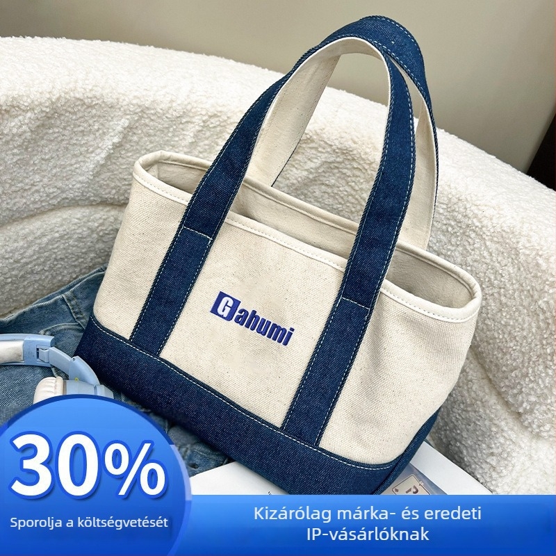 Patchwork vászontáska – 20A vastagított vászon, szitanyomott logó, testre szabható, belső cipzáras zseb, alja, kézitáska stílus