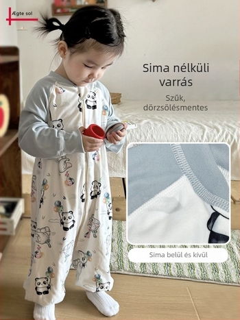 Kisbabáknak szánt hálózsák split-láb dizájnnal, Derong anyagból (polyeszter + spandex), pamut bélés, tiszta pamut töltet, téli–tavaszi–ősz használatra