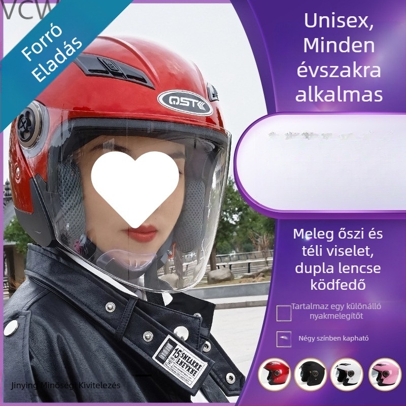 Elektromos robogó sisak kettős arcvédővel, nyári napvédelem, mindennapos használat, fél sisak nyakvédővel Hy7