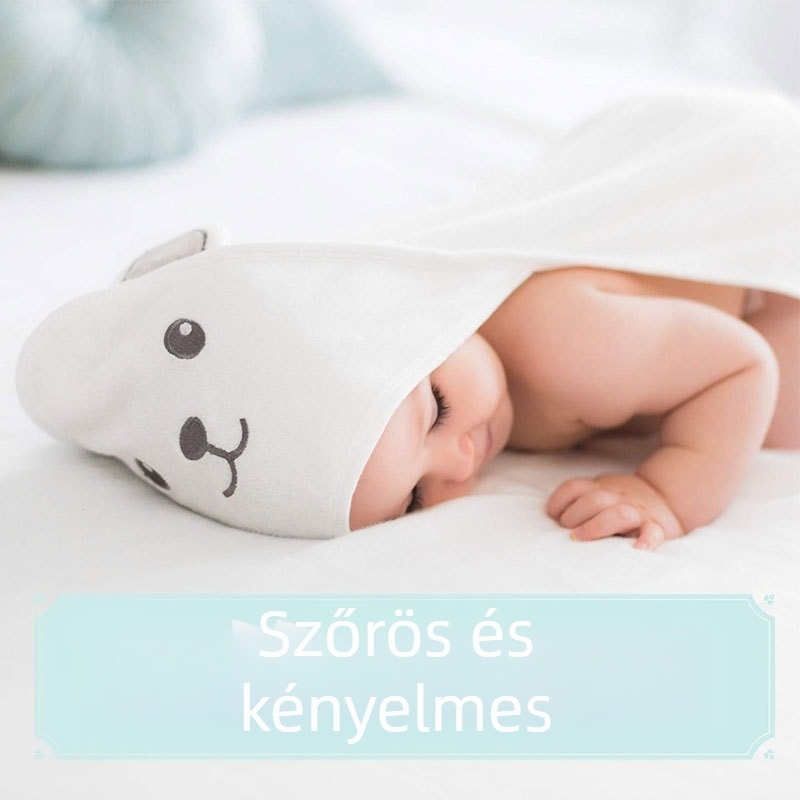 Gyerekeknek készült korall fleece kapucnis fürdőlepedő, viselhető, többfunkciós baba takaró (1-3 év)