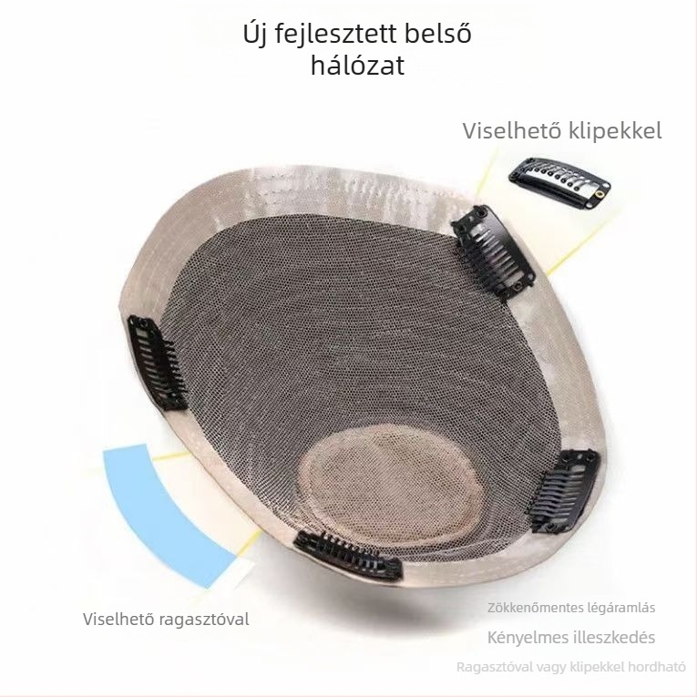 Férfi koronára szánt hajrész — könnyű, lélegző, rövid emberi haj, festhető, elfedi a szürke hajat a koronán