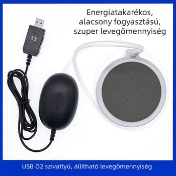 USB-s működtetésű állítható levegőmennyiségű oxigénpumpa akváriumhoz, csendes, hordozható