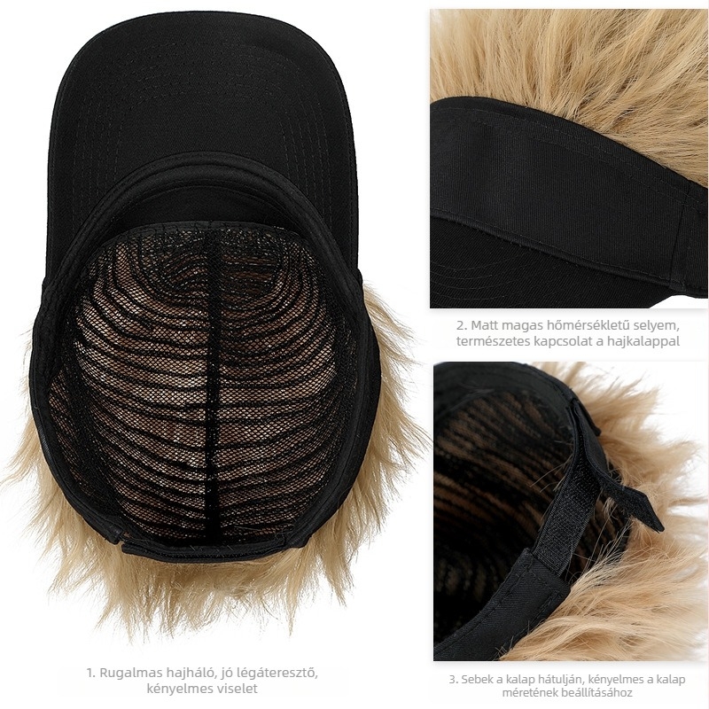 All-in-one férfi paróka sapka, rövid haj, hőálló szálak, mechanizmusos feldolgozás, frizura változás