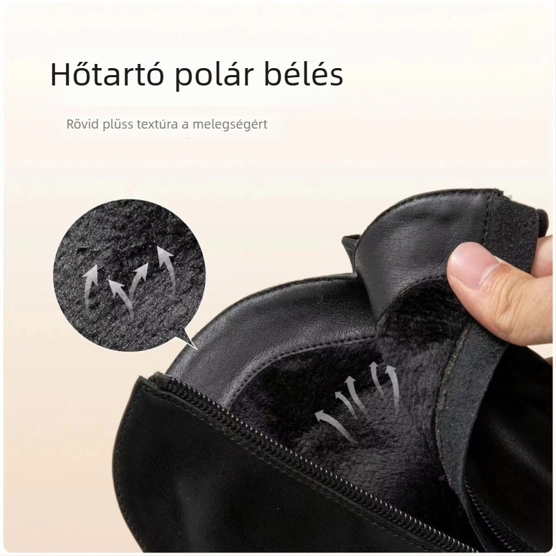 Lányok téli térdcsizmája, hosszú gyerekcsizmák mikroszálas bőr felsőrésszel, fleece belső, oldalsó cipzár, magas szár, egyszínű