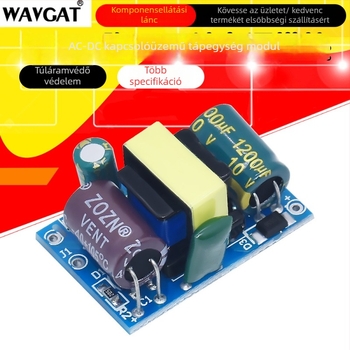Szigetelt AC-DC kapcsoló tápegység modul, bemenet 220V, kimenetek 5V/9V/12V, áramértékek 400/500/700 mA és 1A.