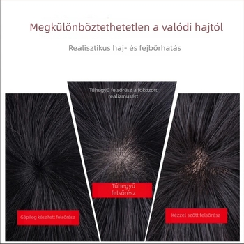 Férfi paróka teljes fejfedéssel, valódi emberi hajból, volumen növelése, fedés a kopaszodás ellen, rövid, természetes szürke‑fehér