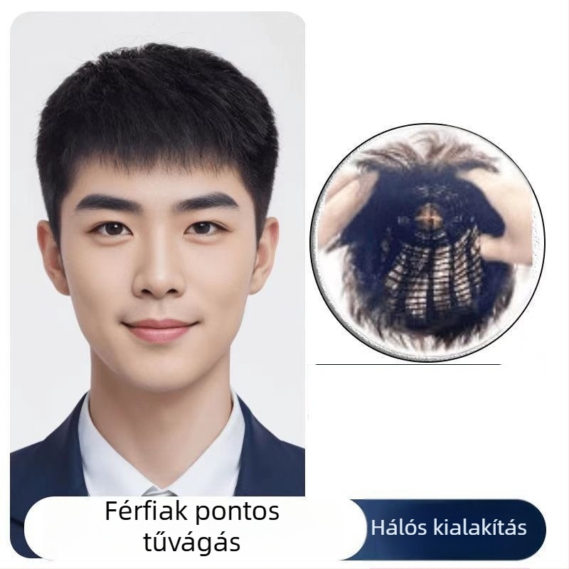 Férfi paróka, rövid haj, magas hőmérsékletű rostok, teljes fejfedő, valósághű
