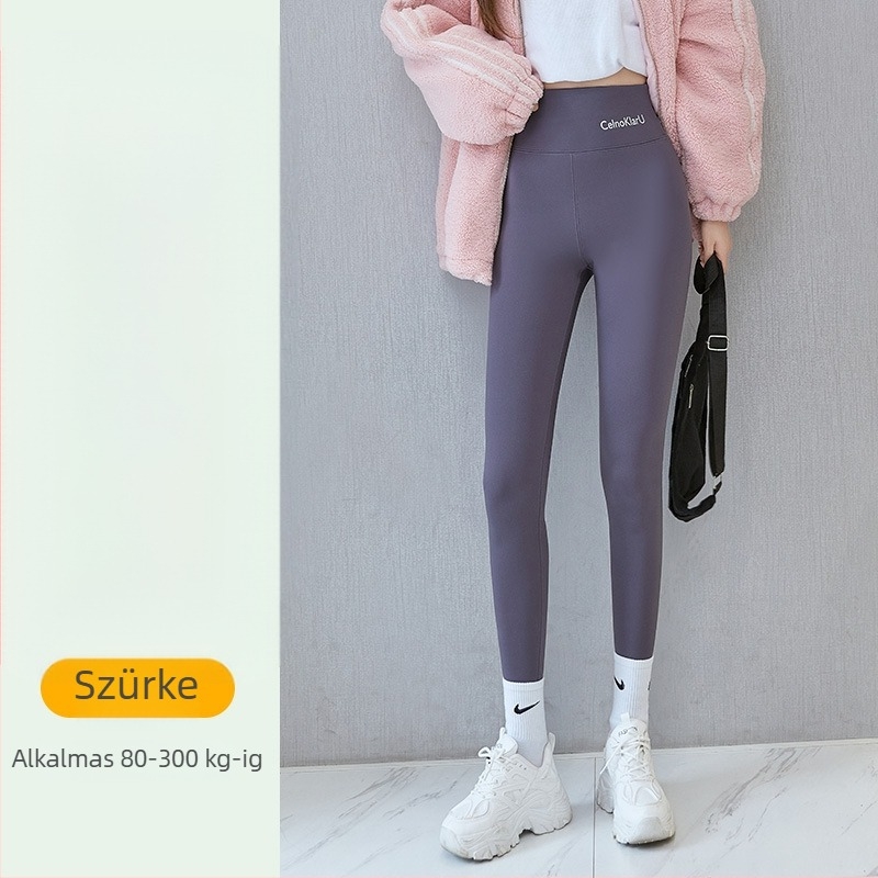 Sharkskin nadrág fleece-öltéssel, extrán vastag, magas derekú, meleg, felnőtt nők számára, ceruza fazon, szoros szabás, poliészter