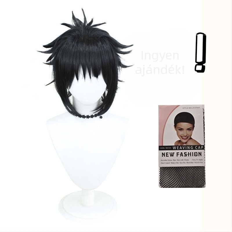 Cosplay paróka Sasuke-stílusú, rövid haj, modell D60K, hőálló szintetikus szál, elfedi az őszülést és növeli a volumenet, nem festhető és nem permelhető